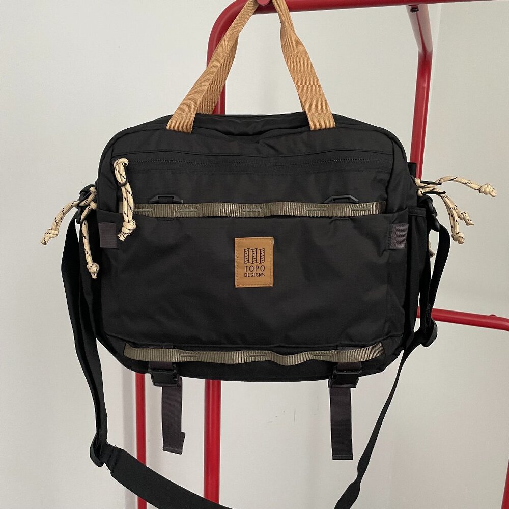 Topo Designs Mountain Cross Bag - Black 17L Compact Briefcase